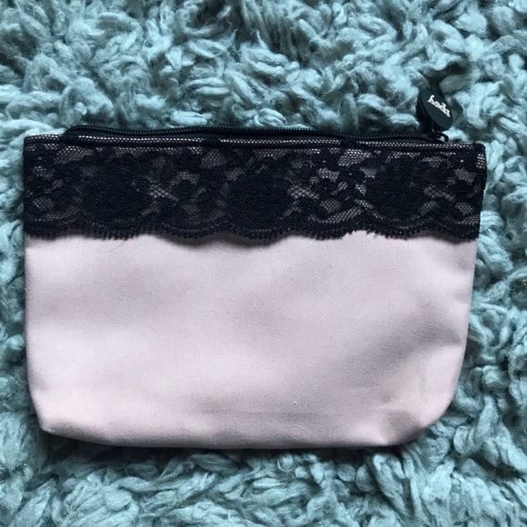 ipsy Handbags - ipsy bag, pink with black lace, zippers shut ipsy Handbags - ipsy bag, pink with black lace, zippers shut